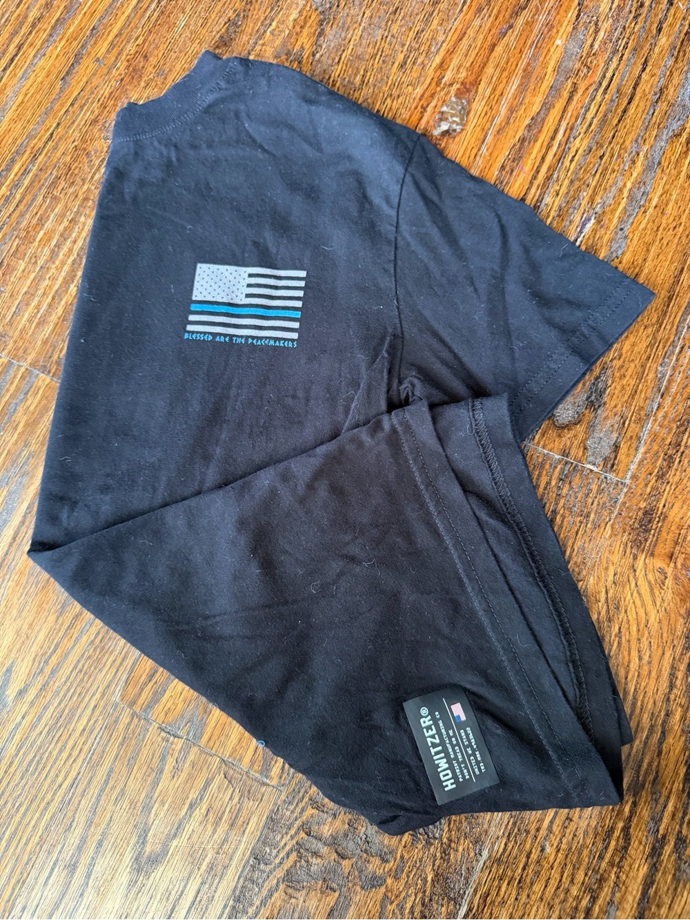 Howitzer Black Short Sleeve Kids Tee with American Flag Graphic